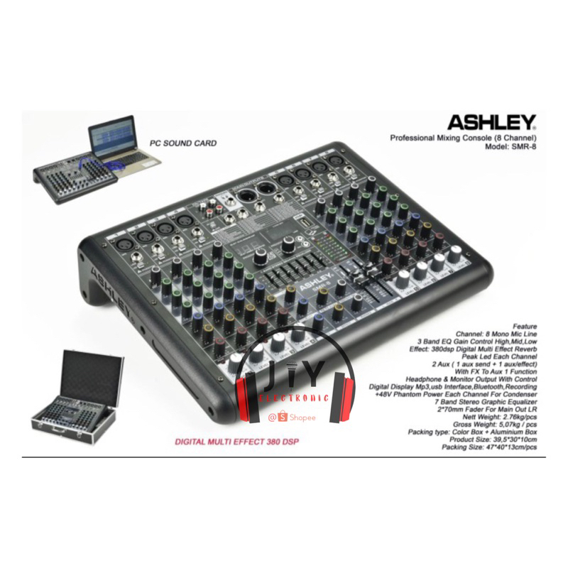 Audio Mixer Ashley 8 Channel SMR 8 SMR8 SMR-8 + Koper Original