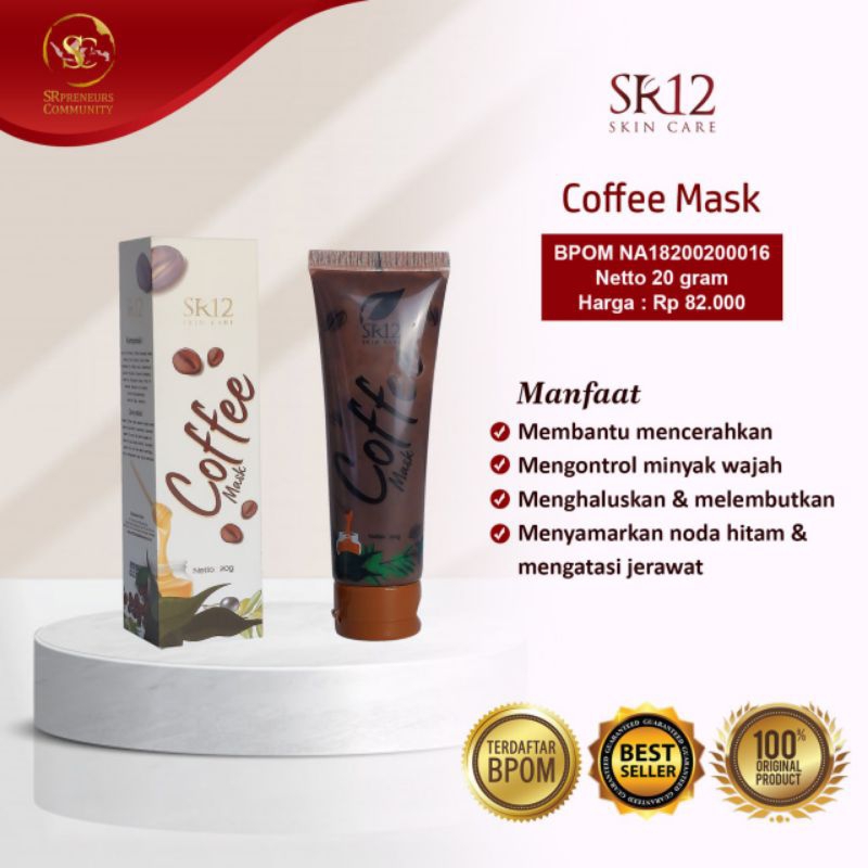Coffee Mask SR12 / Masker Kopi / Masker Aroma Kopi / Masker Pengangkat Komedo / Masker Wajah / Maske