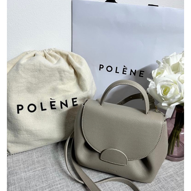 Polene Numero Uno taupe textured sling bag tas authentic