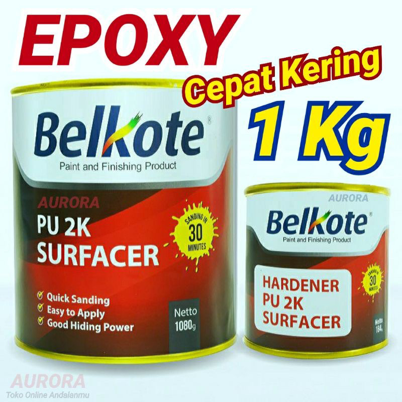 Epoxy Belkote Surfacer PU 2K Grey 1Kg / Epoksi Abu-abu Belkot Poxy abu dasaran cat