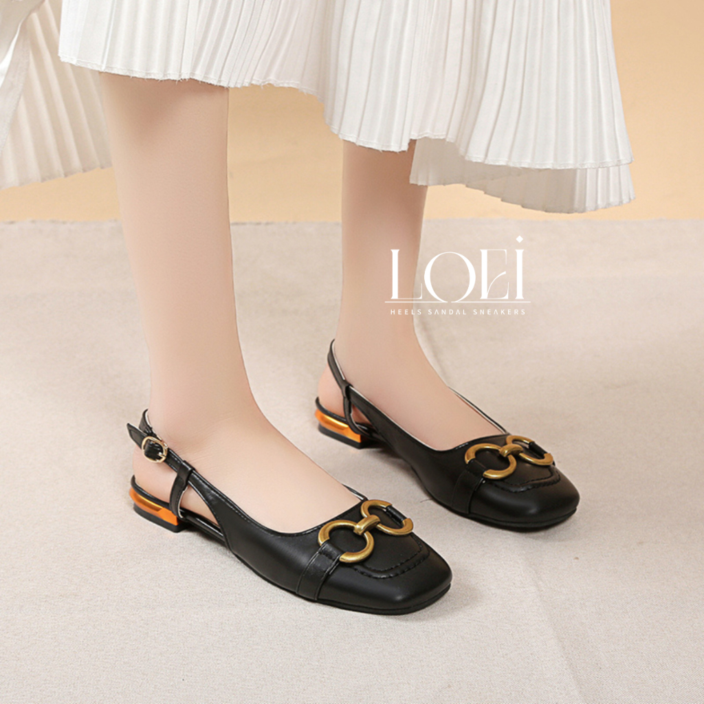 Sepatu Flatshoes 0621 Model Sling Back Sendal Sehari Hari Wanita Kekinian Terbaru