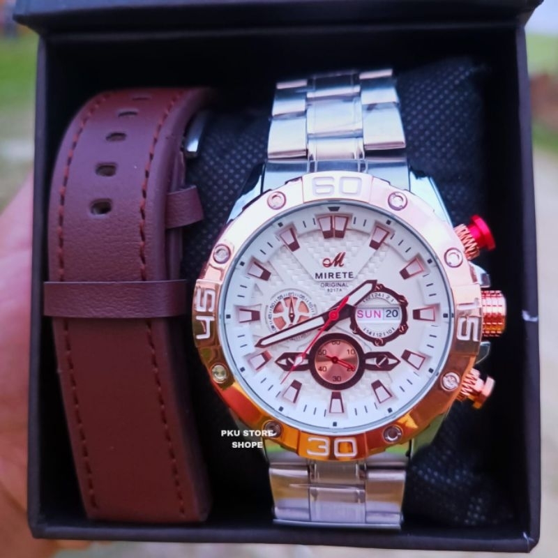 MIRETE WATCH Jam tangan Pria Original Anti air Import Berkualitas Murah Full stainless Steel | Jam Tangan Kasual Pria Analog mewah Elegan Sporty Realpict Ready Stok