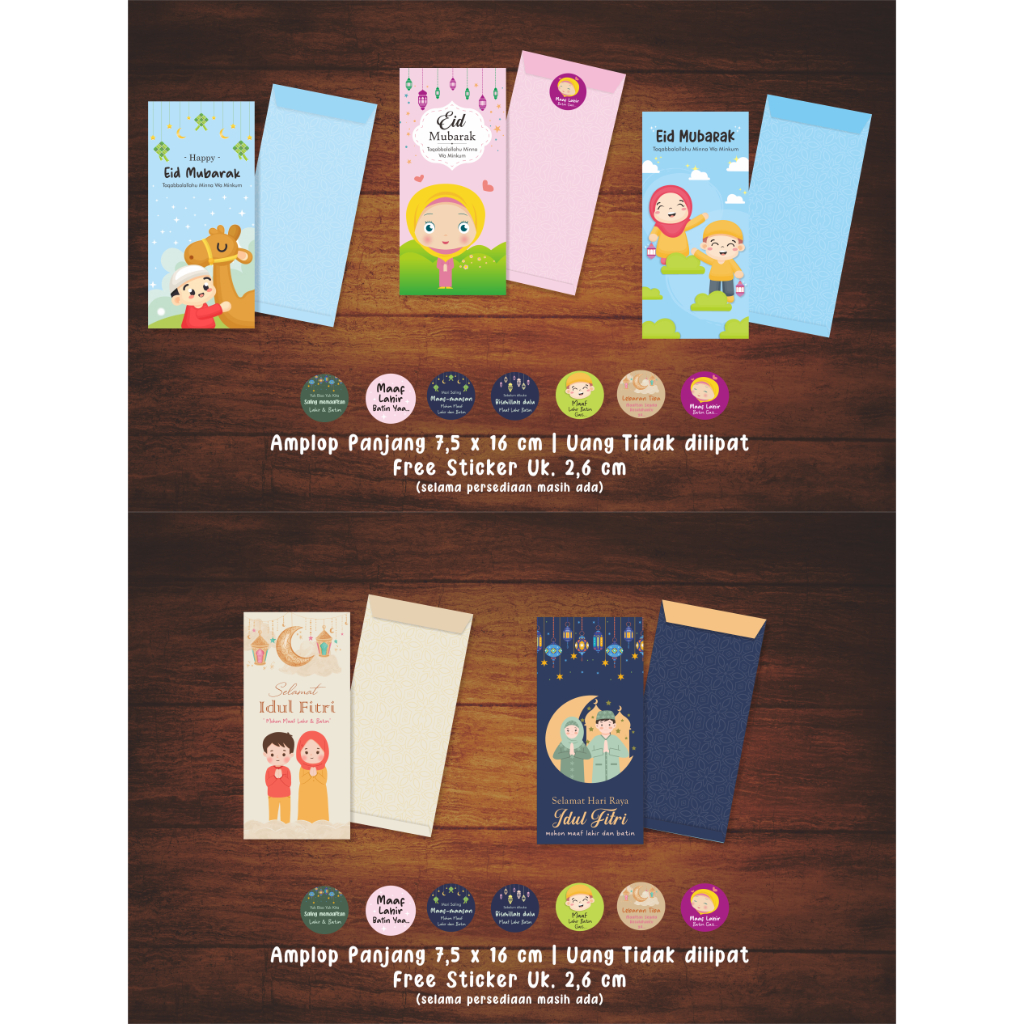 

YC's Amplop Angpao Lebaran Idul fitri Cartoon / Hari Raya Free Sticker Perekat