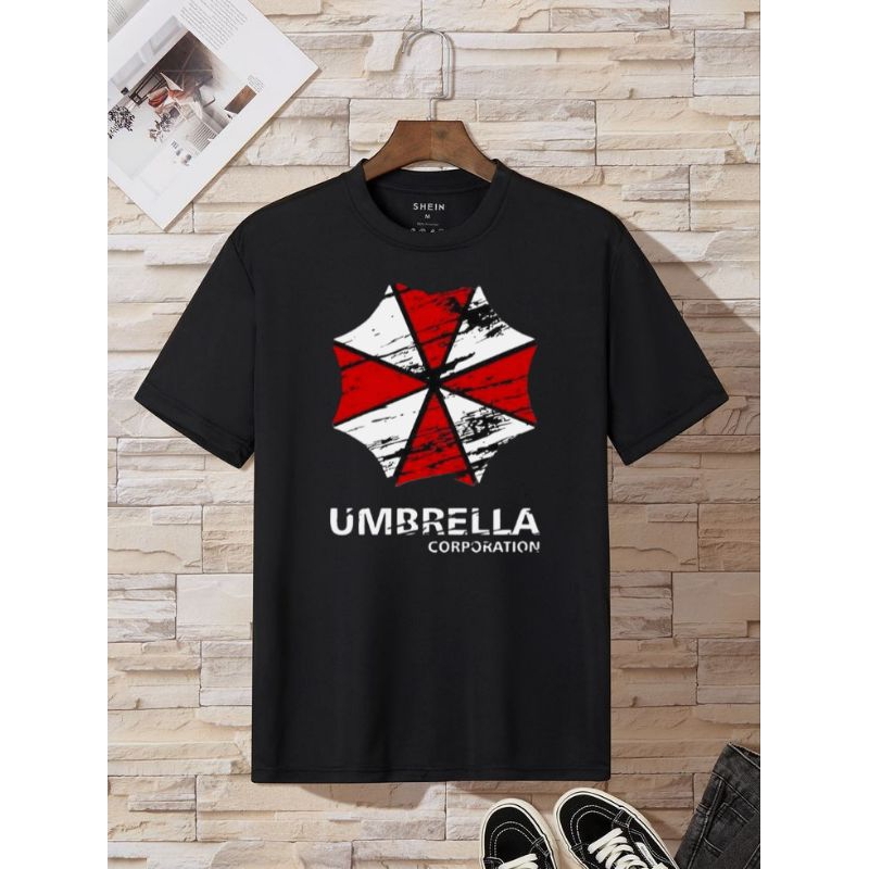 Kaos Distro Hitam Umbrella Corporation Resident Evil / T Shirt Umbrella Corporation Cotton Combad 24