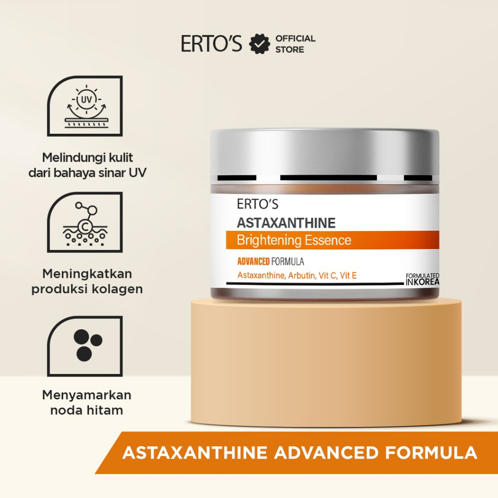 Ertos Krim Siang Astaxanthine Brightening Essence Krim Advanced Formula Pemutih Penghilang Flek Bpom