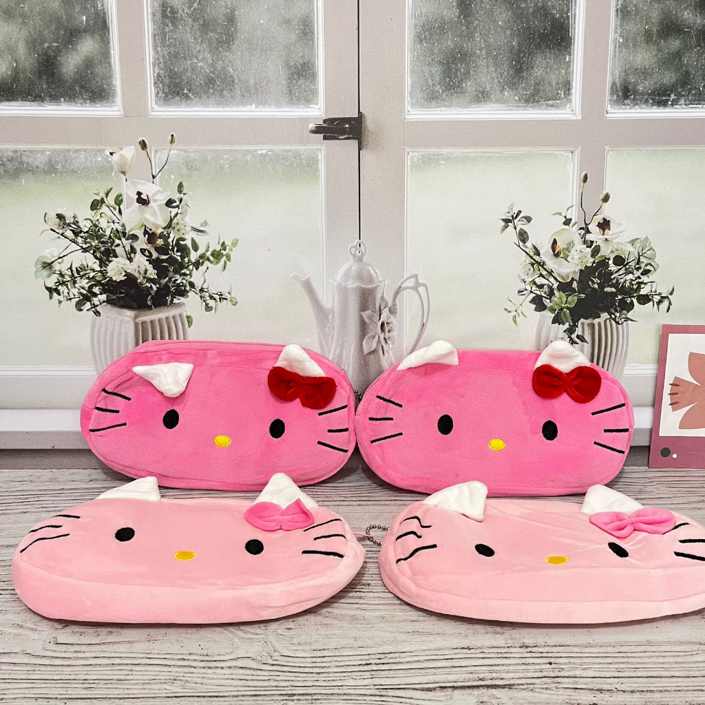 Kotak Pensil Lucu Hello Kitty warna Pink Cute Lucu Unik Harga Termurah / Tempat Pensil imut Helo Kity Bahan kain bludru halus kualitas terbaik alat tulis sekolah anak terlengkap Ready Grosir dan COD