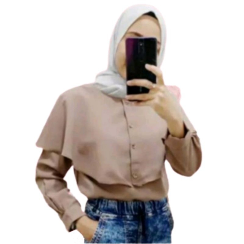 Jeslyn.Fashion Blouse Niki Lengan panjang Dewasa Fit XL Bahan Moscrepe . Baju Atasan Blouse wanita Dewasa Terbaru Kekinian Murah Niki