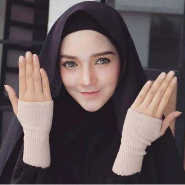 MANSET TANGAN JEMPOL POLOS - handshok handshock rajut wanita deker hijab