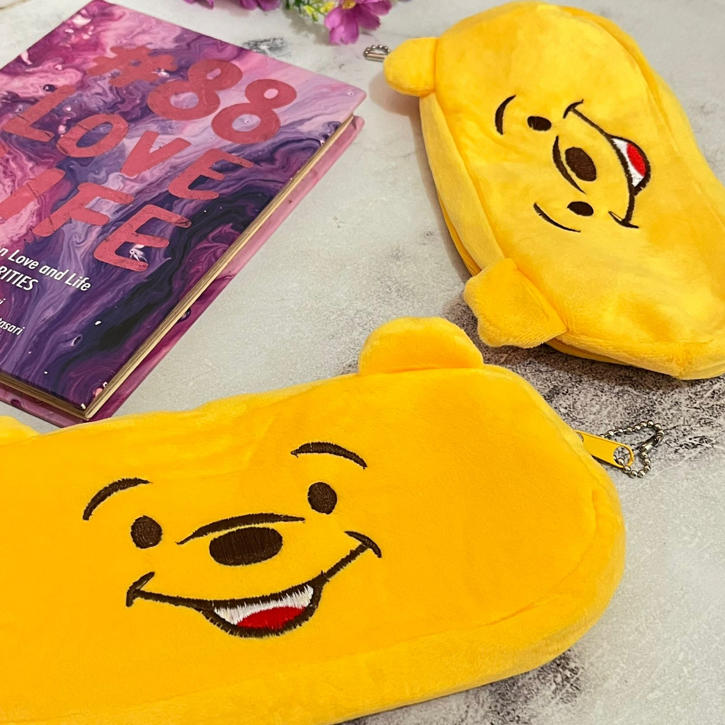 Tempat Pensil Pooh Lucu Unik bahan Kain Bludru halus bisa grosir &amp; COD / Kotak Pensil Winnie the Pooh Cute edisi khusus peralatan sekolah anak kualitas terjamin