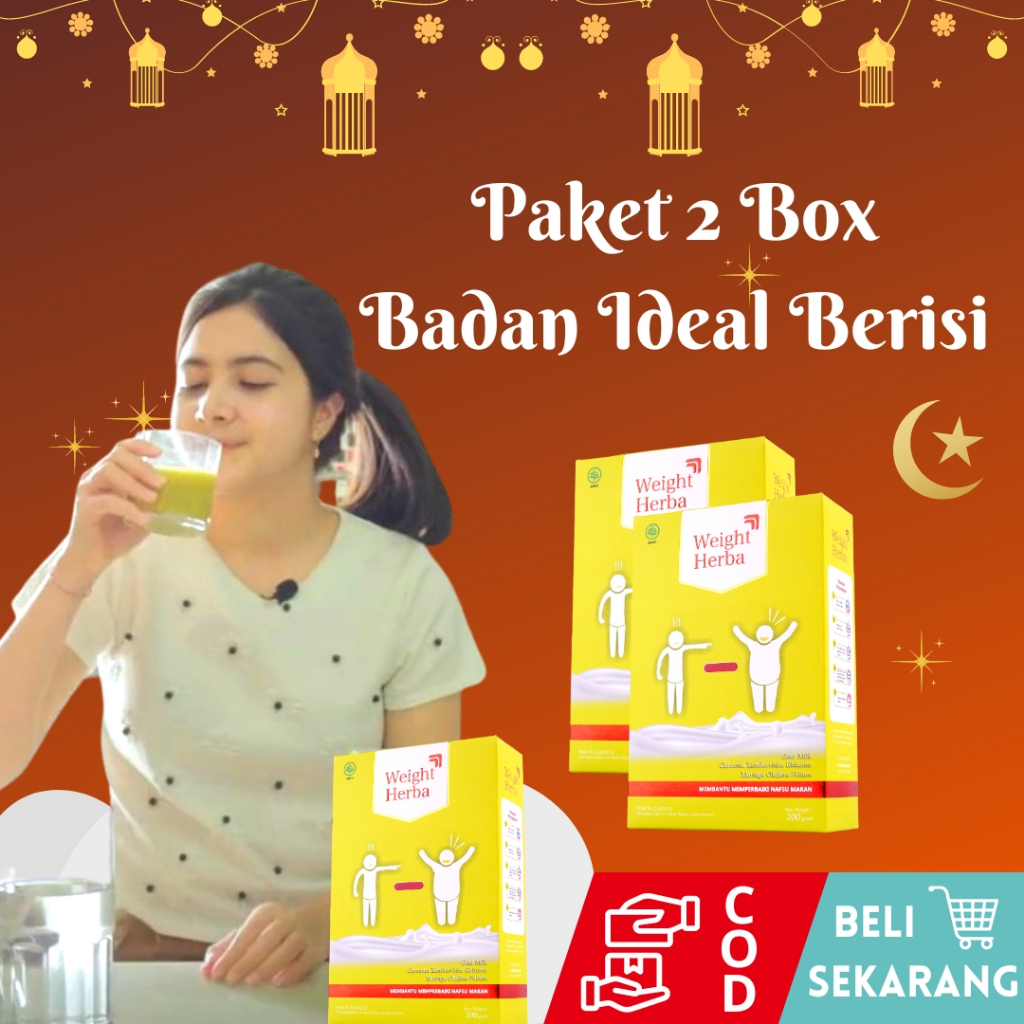 

Weight Herba Paket 2 Box - Penggemuk Badan Tanpa Gula & Tanpa Olahraga Perlancar Saluran Pencernaan & Tingkatkan Nafsu Makan Menjaga Tekanan Darah pada Tubuh Isi 200gr