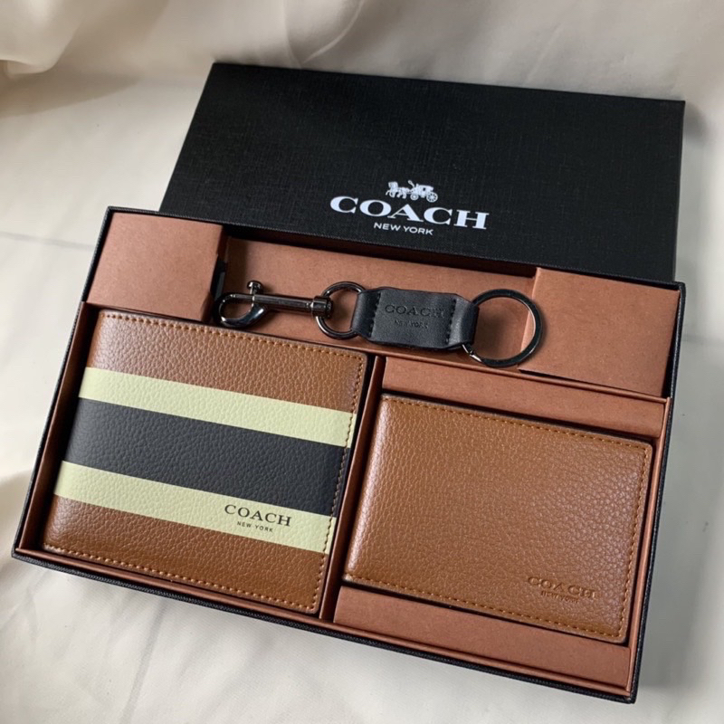 COACH COMPACT ID WALLET VARSITY CALF