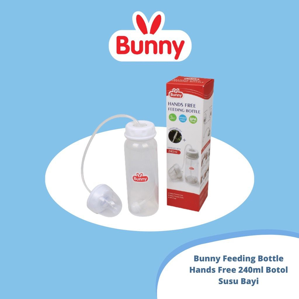 Lusty Bunny Feeding Bottle Hands Free 240ML - Lustybunny Botol Susu Bayi Dengan Selang Tanpa Pegang Botol - Botol Susu Anak