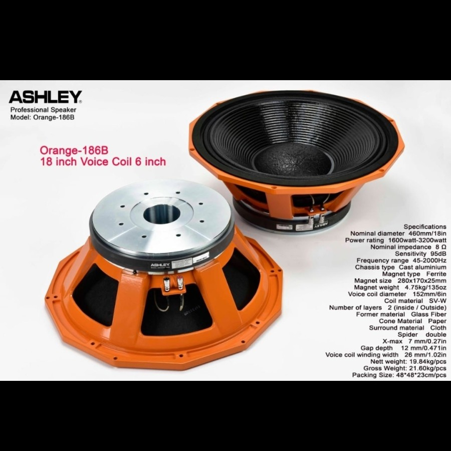 KOMPONEN SPEAKER ASHLEY 186B 186 B 18INCH COIL 6 SUBWOOFER ORIGINAL
