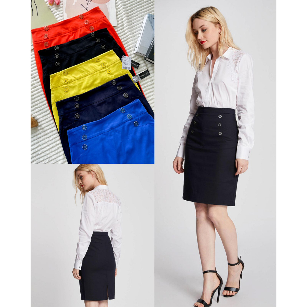 SOHO apparel Pencil Skirt Button