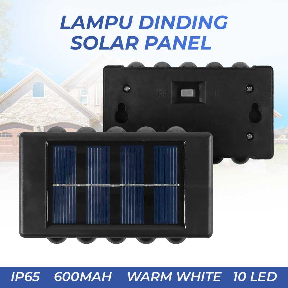 Lampu Dinding Solar Outdoor Modern IP65 600mAh Warm White Dekor Waterproof Anti Air Dekorasi Peneran