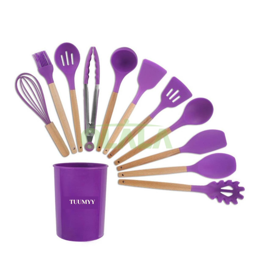 ALAT MASAK SET PERALATAN MASAK 12IN1 SET SILICONE KITCHEN SET UTENSIL SPATULA COOKING BPA-FREE OLL-4233 - SPATULA