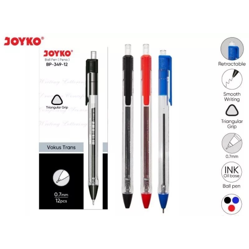 

Pulpen Joyko BP-349-12 Vokus Trans 0.7mm (1 pcs)