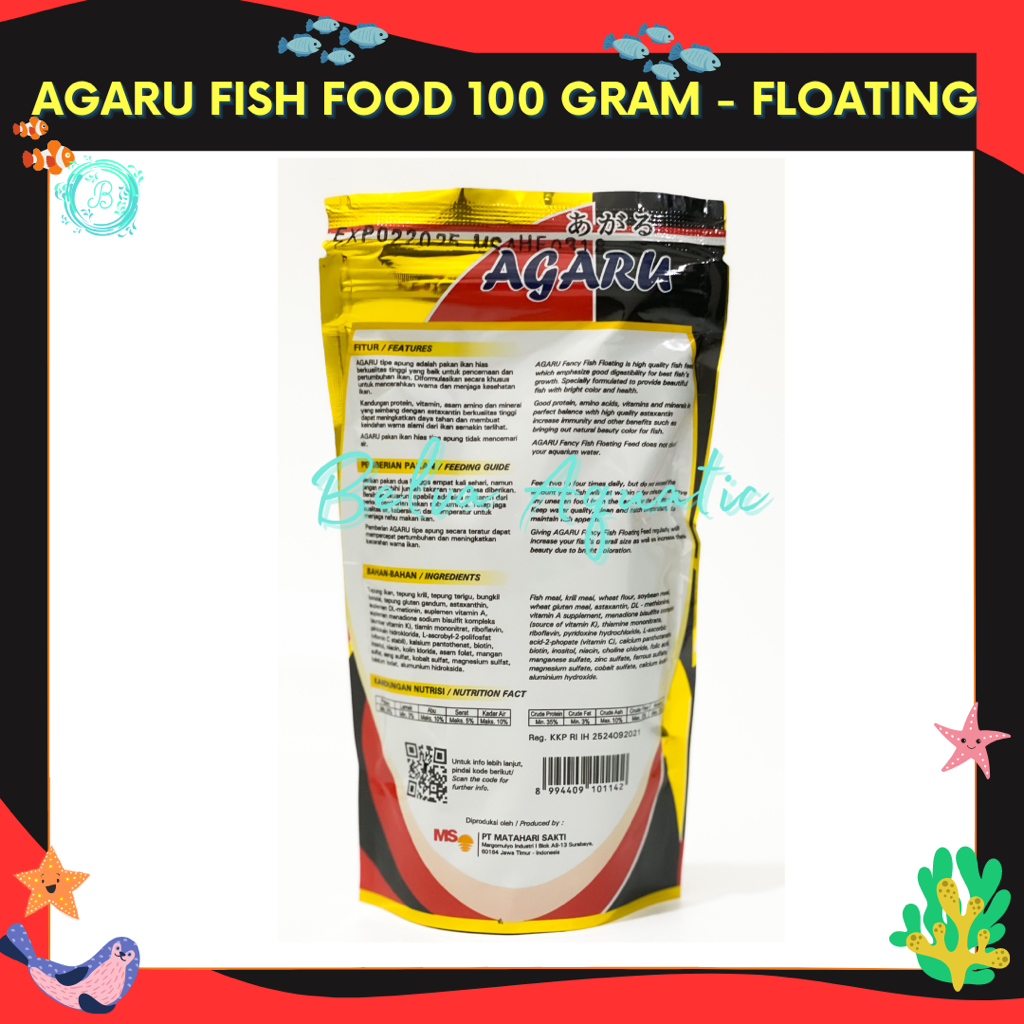Agaru Fish Food Floating Type Mini Pellet 100g 100 gram 100 gr Makanan Ikan Hias Mas Koki