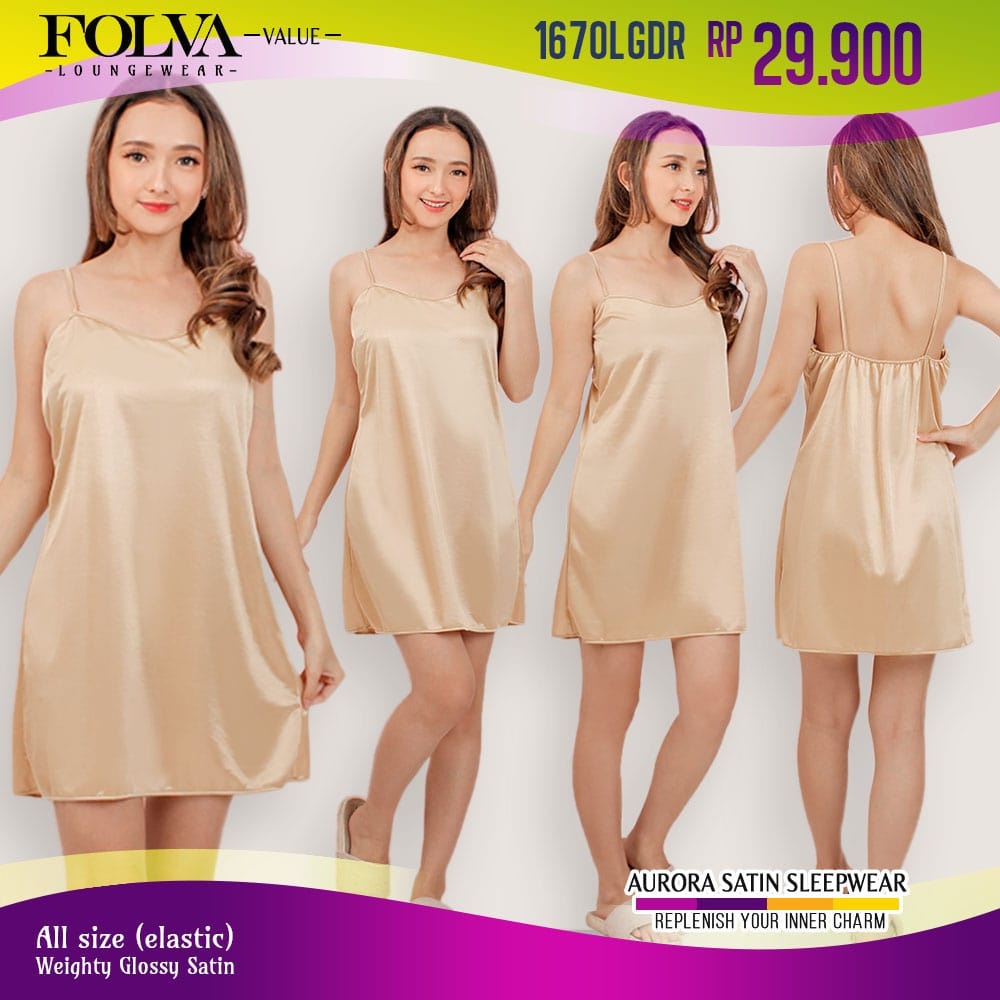 FOLVA Tanktop Dress Baju Tidur Wanita Bridesmaid Satin all size