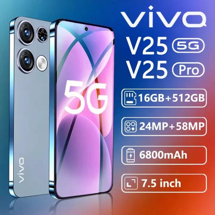 Bisa COD handphone VIV0 V25 layar full 7.5inci hp murah ram besar 8gb 128GB 256GB 512GB Smartphone T