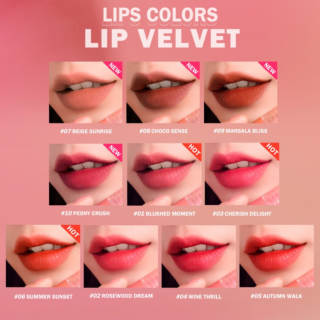 QEILA - LIP VELVET LIP CREAM BY BNB | BARENBLISS CHERRY MAKES CHEERFUL LIP VELVET SERIES | ORI