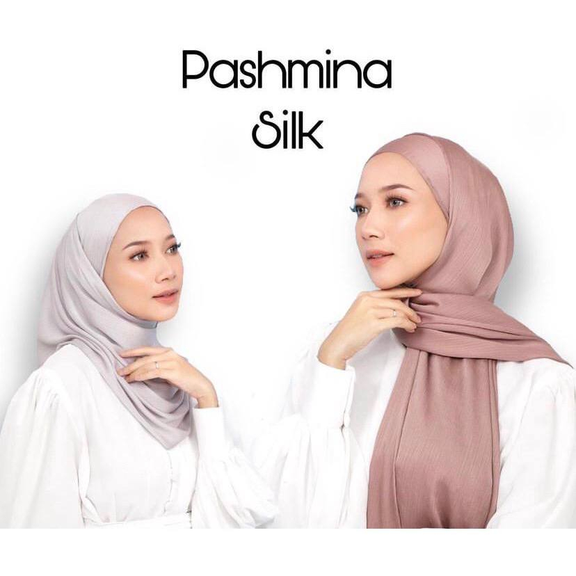 Pashmina Malay Silk Premium 180 x 75 Cm Hijab Pasmina Panjang Shawl Rayya ( LATTE)