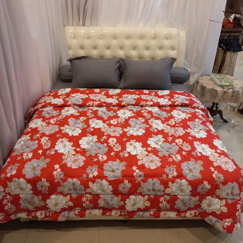 Sprei katun star Bunga merah Gold series
