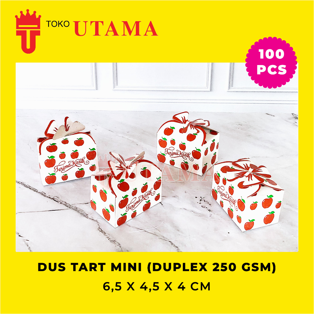 DUS BOX KUE TART MINI PUTIH MERAH PITA (DUPLEX 250GR)