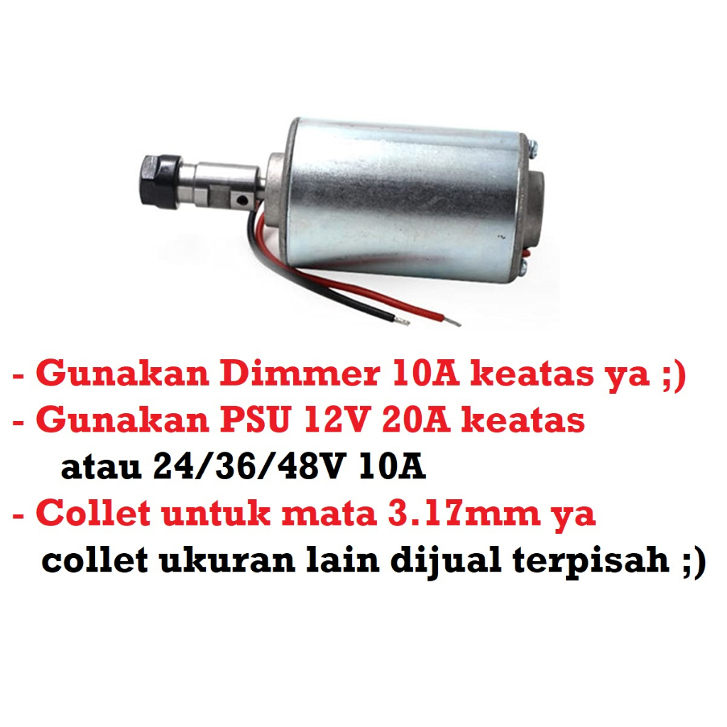 [HAEBOT] DC Spindle Motor 200W Set Chuck ER11A 3.17mm 12-48V CNC Mini DIY Torsi Tinggi Kuat High Speed Power Mikro Brush