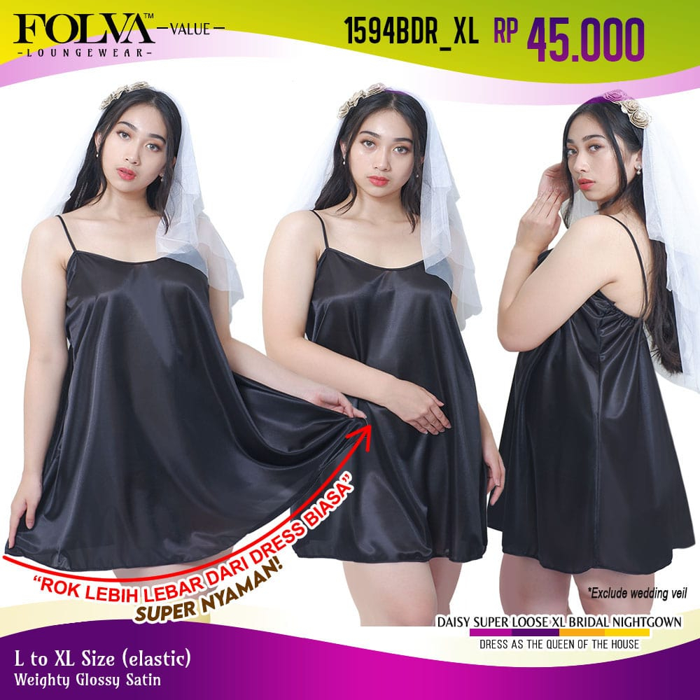 FOLVA lingerie tanktop dress satin mekar big size jumbo