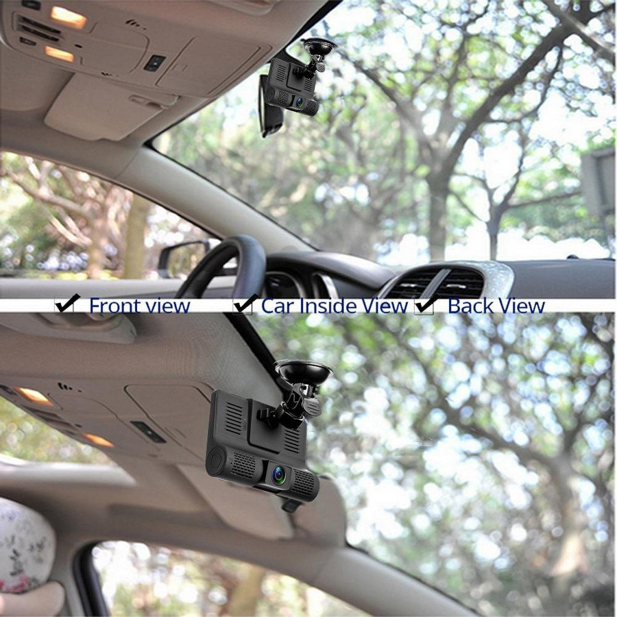 Kamera CCTV Mobil Dashcam 4&quot; | Car DVR 3 Camera | Perekam 3 Lens 1080p