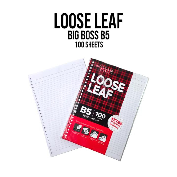 

AS888 - Loose Leaf BIG BOSS B5 100 lembar / Isi Refill Kertas File
