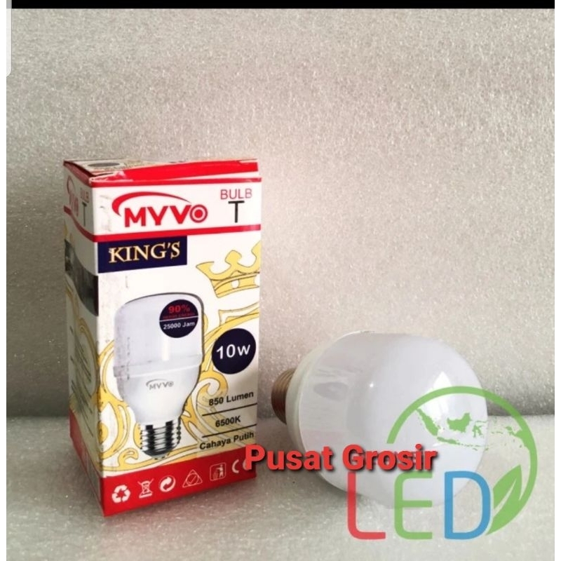 Lampu Led MYVO KING 10 Watt 10W Cahaya Putih 6500K &amp; Cahaya Kuning 3000K Garansi 1 Tahun