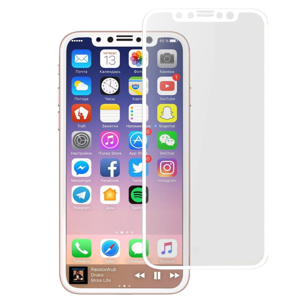 Tempered Glass Iphone X White/Black Full Colour Bagian Depan / Clear Non Full / Anti Gores Kaca / Screen Protector TEMPER GLASS