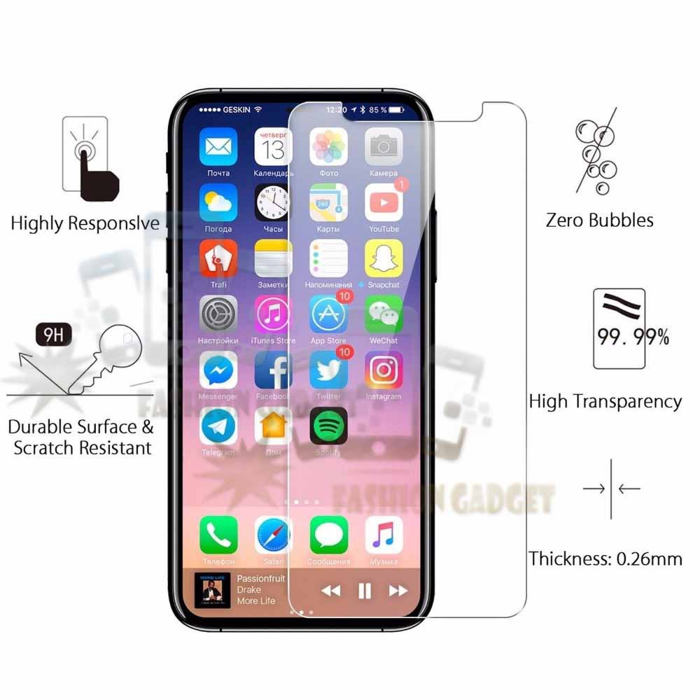 Tempered Glass Iphone X White/Black Full Colour Bagian Depan / Clear Non Full / Anti Gores Kaca / Screen Protector TEMPER GLASS