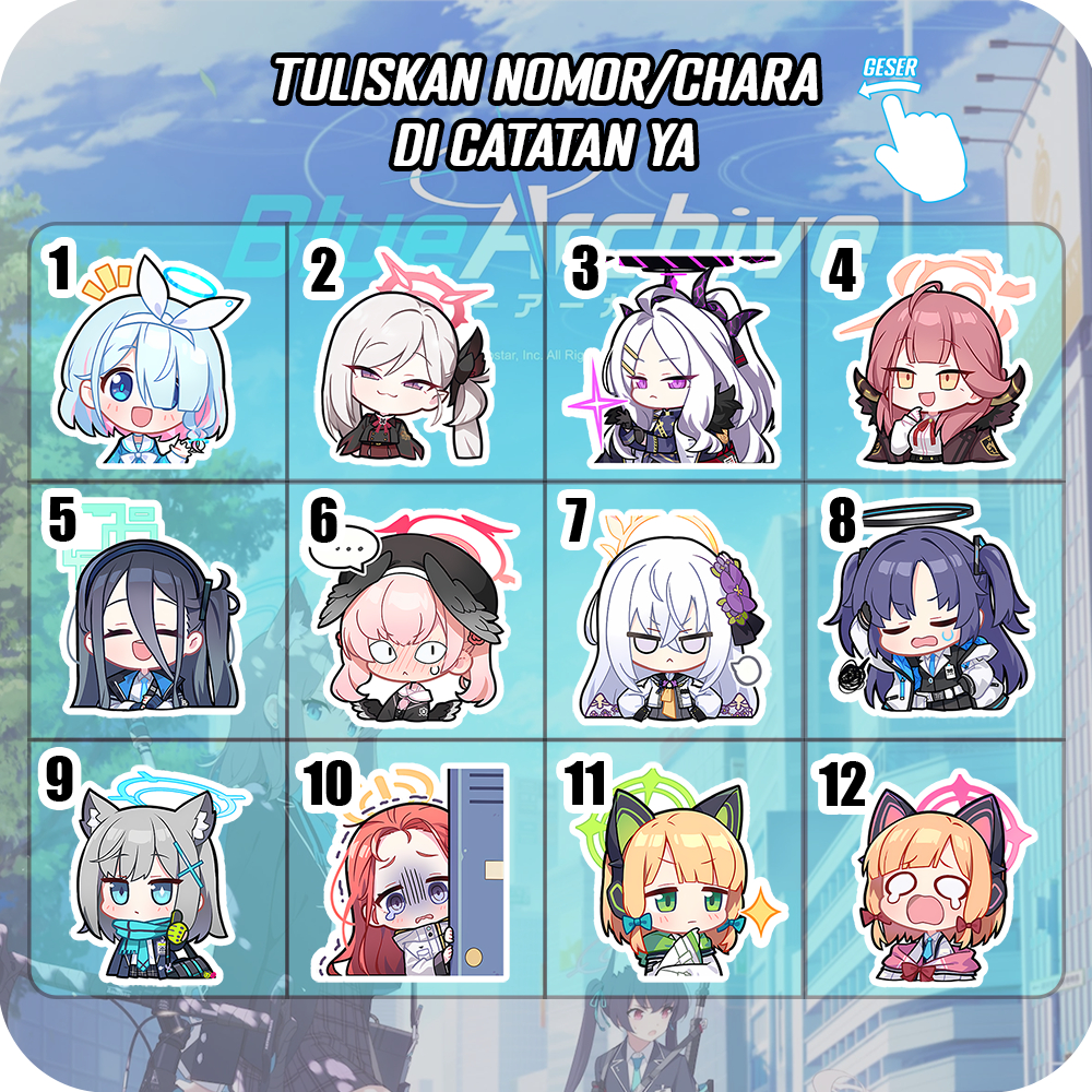 

Stiker Glossy Blue Archive, Sticker Anime Game Lucu