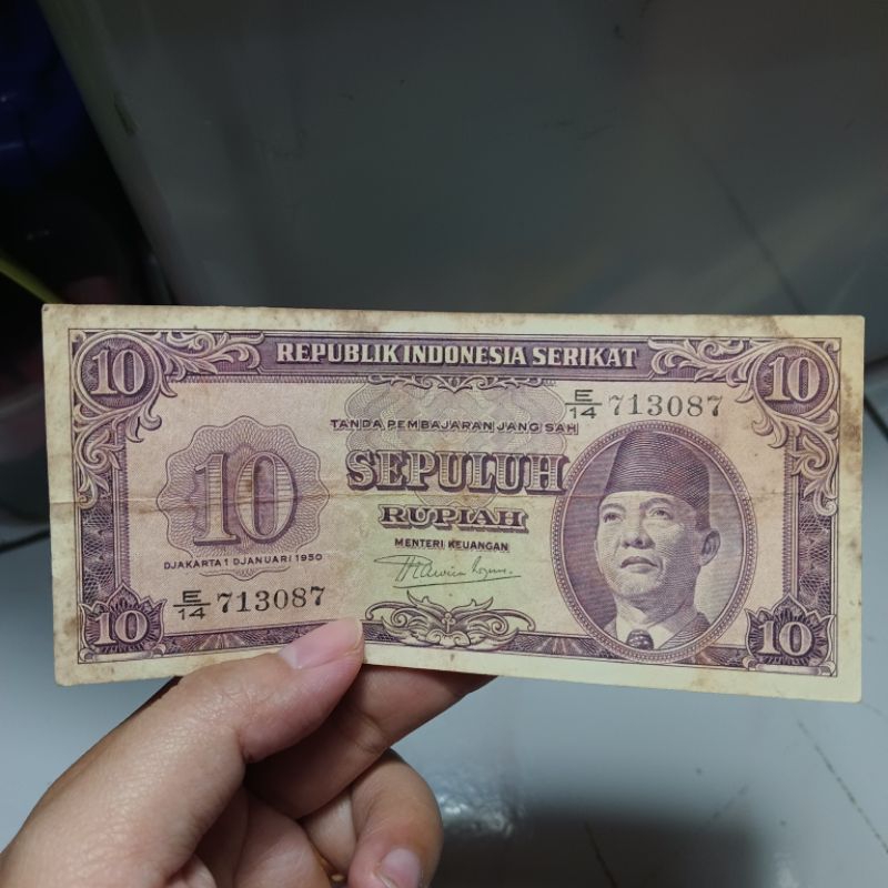 koleksi uang kuno 10 rupiah Sukarno RIS.713087
