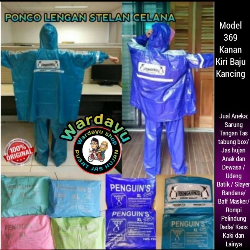 Jas Hujan Ponco Lengan Celana Penguin Kombinasi Sporty Dewasa Pria Wanita Terlaris / Raincoat Penguins Phonco 369 / Mantel Cewek Cowok Remaja Terbaru Murah Berkualitas / Terusan poncho  Elephant Gajah Zippy Terbaik Batman CelanaTermurah Harga grosir