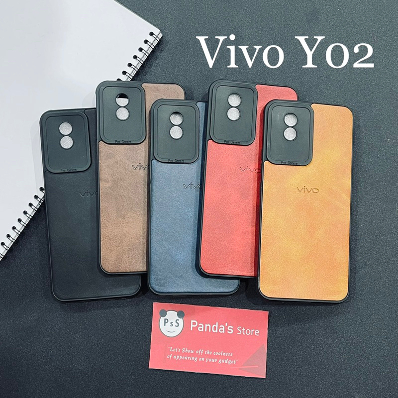 Leather Case Vivo Y02 Softcase Kulit Elegan Casing Slim Fit