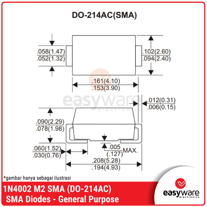 Diode 1N4002 M2 SMA DO-214AC 1N4002 SMD M2 Dioda SMD