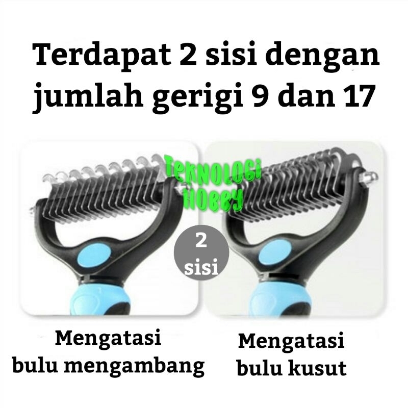 pet Demattinf Comb Sisir Mengatasi Bulu Kusut Anjing Kucing