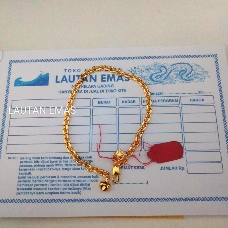 GELANG TANGAN NORI MEDAN DEWASA PERAK 925 LAPIS MAS