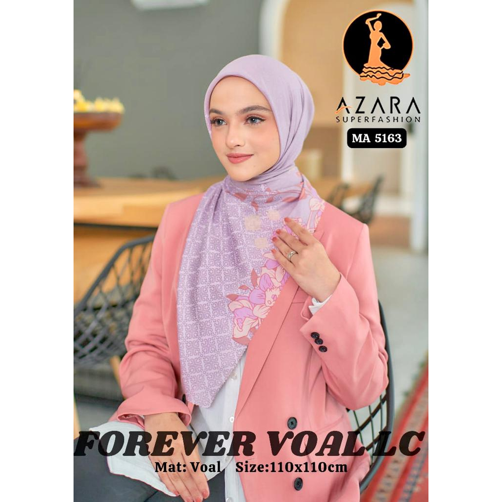 Azara Hijab Segiempat Forever Voal Motif Lasercut Terbaru