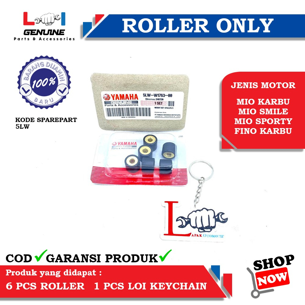 -LOI- ROLLER SET ONLY ORIGINAL YAMAHA MIO SMILE, MIO LAMA , MIO SPORTY , FINO KARBU , MIO SMILE, NOUVO Z, NOUVO LELE