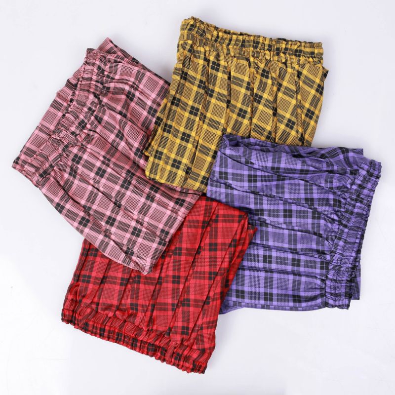 Aruna Tartan Skirt Rok Plisket Motif Tartan Semiwoll Premium