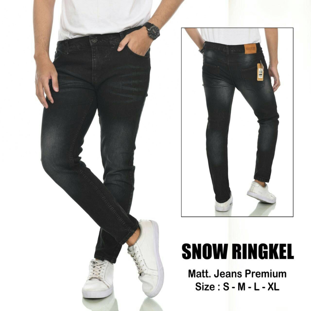 Celana Panjang Jeans Snow Ringkel Celana Panjang Jeans Pria Celana Panjang Jeans Sobek - 01