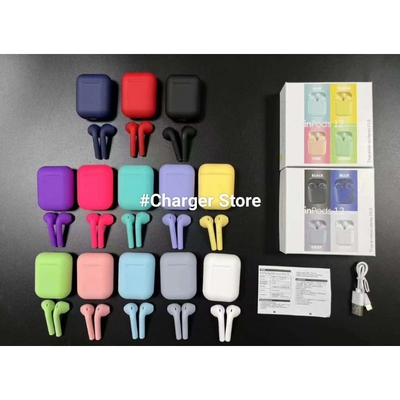 Headset Bluetooth 5.0 TWS i12 Macaron Wireless Earbud Earphone