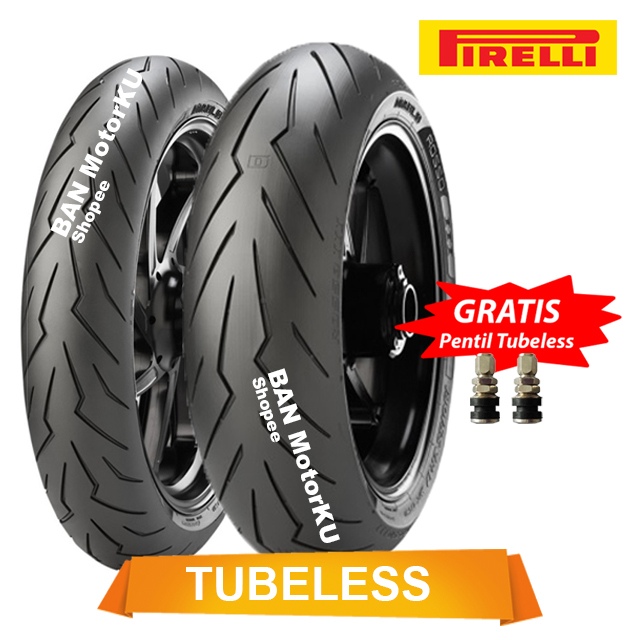 Paket Pirelli Diablo Rosso Sport ( 100/80-17 & 130/70-17 ) Ban Motor Tubeless (Free Pentil Tubeless)
