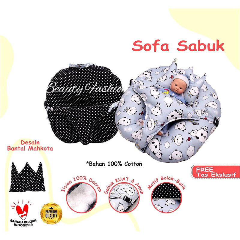 Kasur Nest, Sofa Bayi Multifungsi dengan Gesper Pengaman Free Bantal Peyang  ready