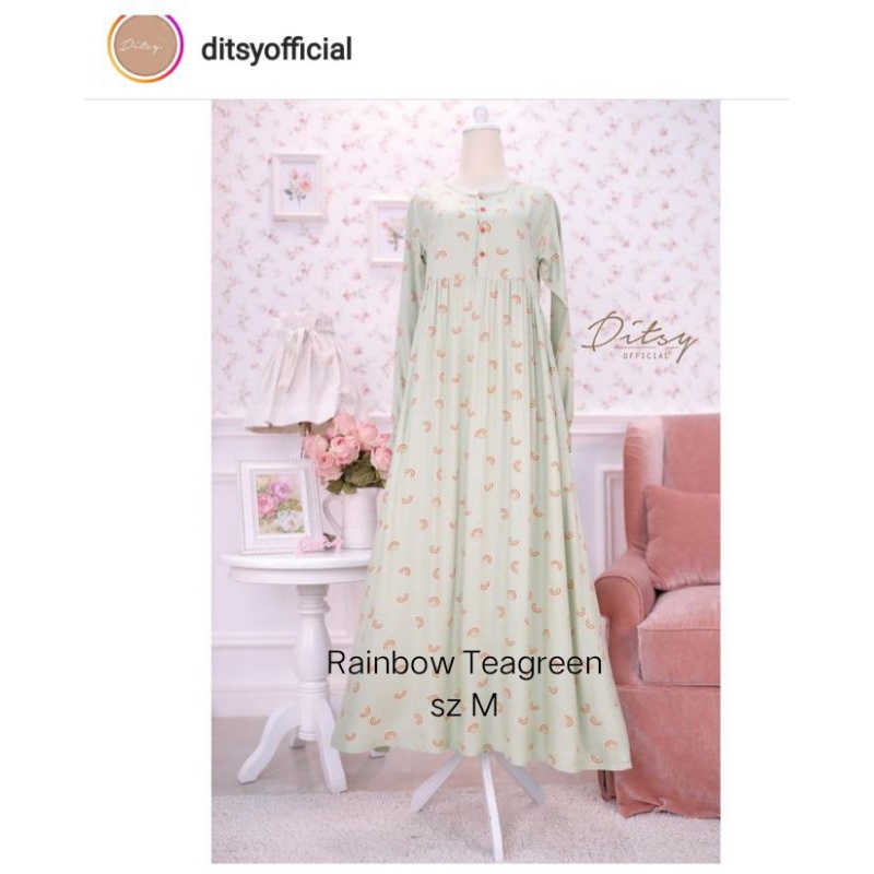Ditsy Rainbow Teagreen sz M